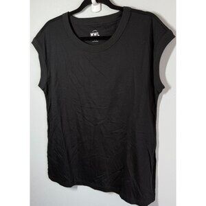 NWOT Madewell Sleeveless T-Shirt Small Black Side Slit Modal/Silk Blend Casual